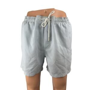 Reiss Mens Light Blue Striped Elastic High Waist Drawstring Board Shorts Size M